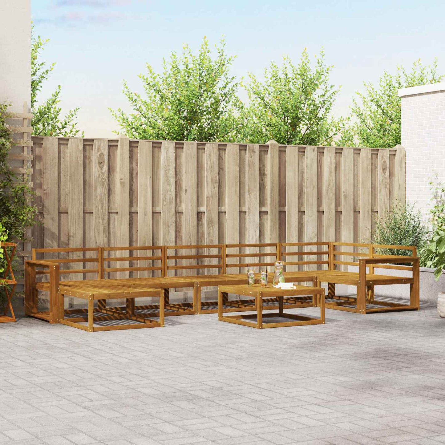 vidaXL Outdoor Sofa Set 8 pcs Natural Solid Acacia Wood