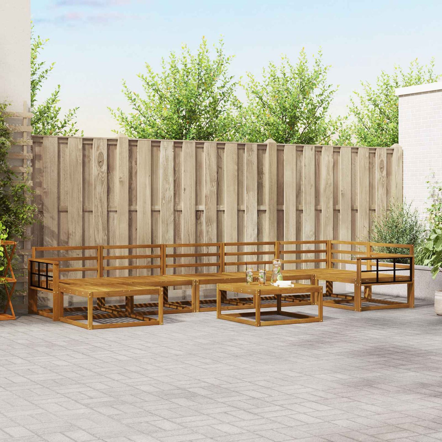 vidaXL Outdoor Sofa Set 8 pcs Natural Solid Acacia Wood