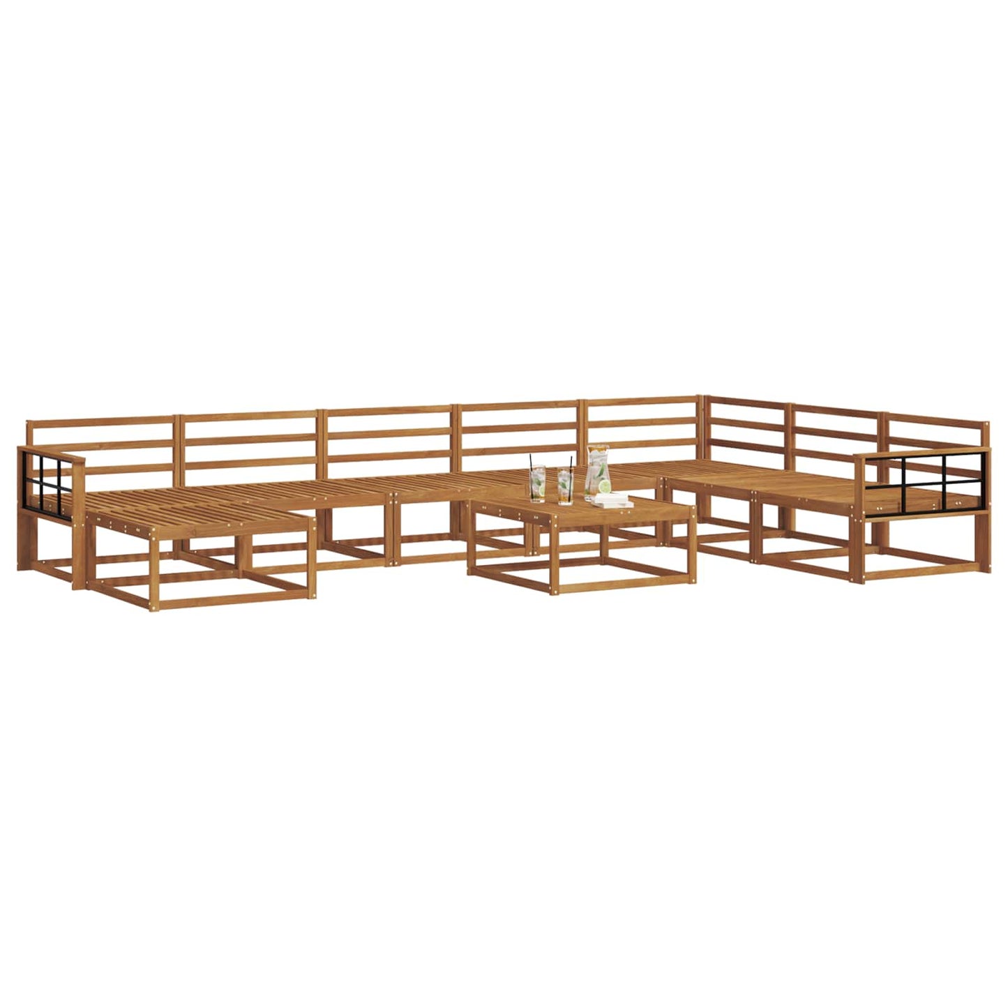 vidaXL Outdoor Sofa Set 9 pcs Natural Solid Acacia Wood