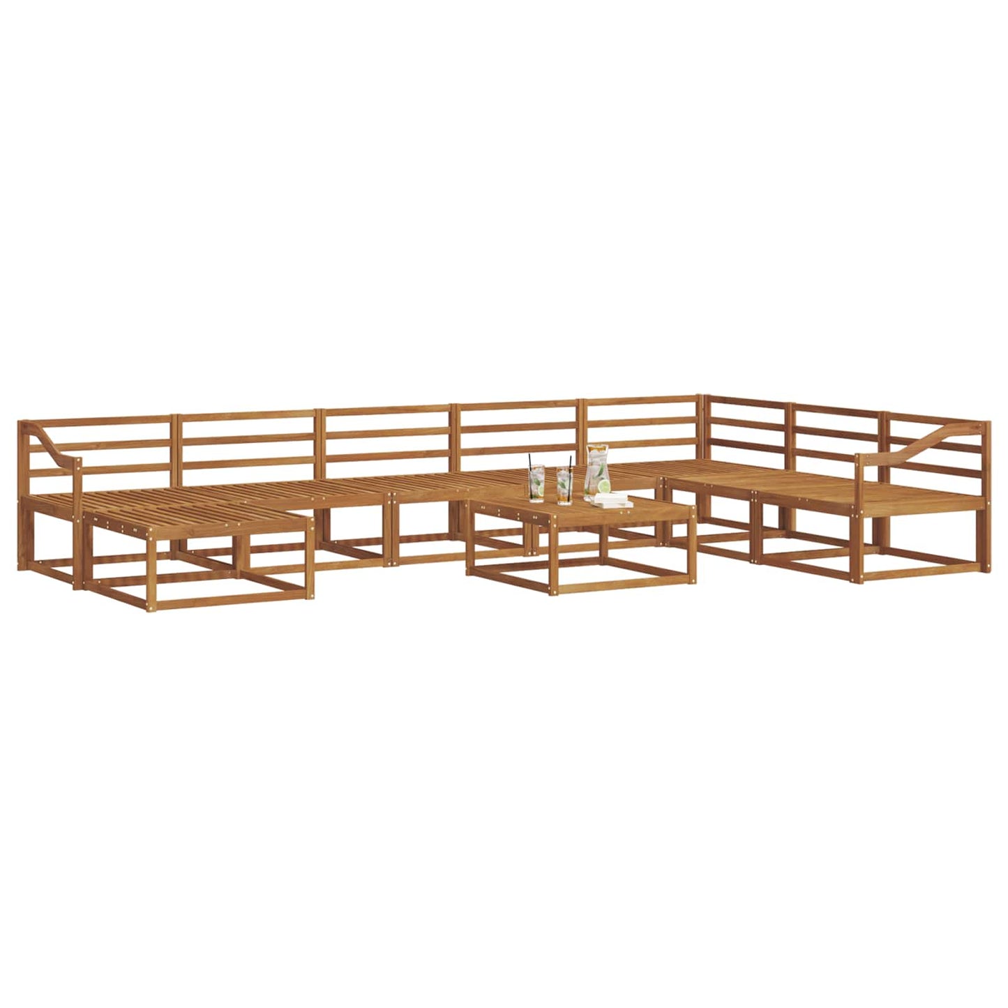 vidaXL Outdoor Sofa Set 9 pcs Natural Solid Acacia Wood