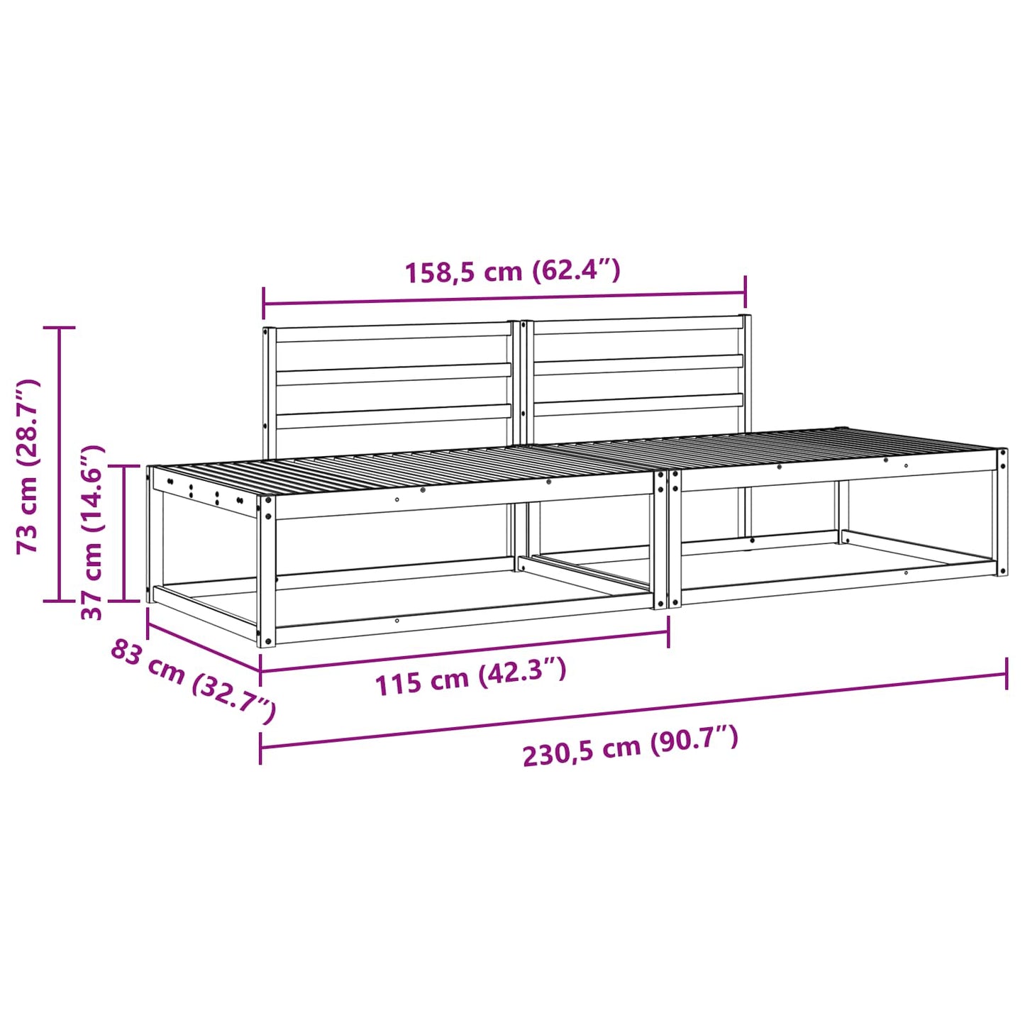 vidaXL Outdoor Sofa Set Natural Solid Acacia Wood