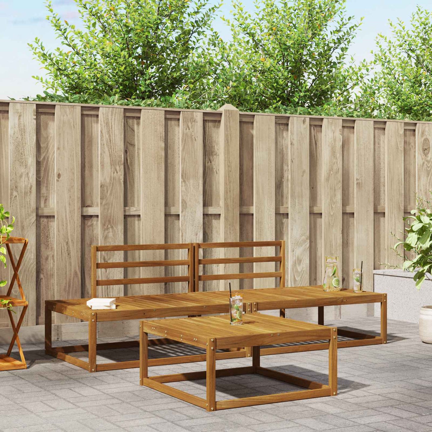 vidaXL Outdoor Sofa Set Natural Solid Acacia Wood
