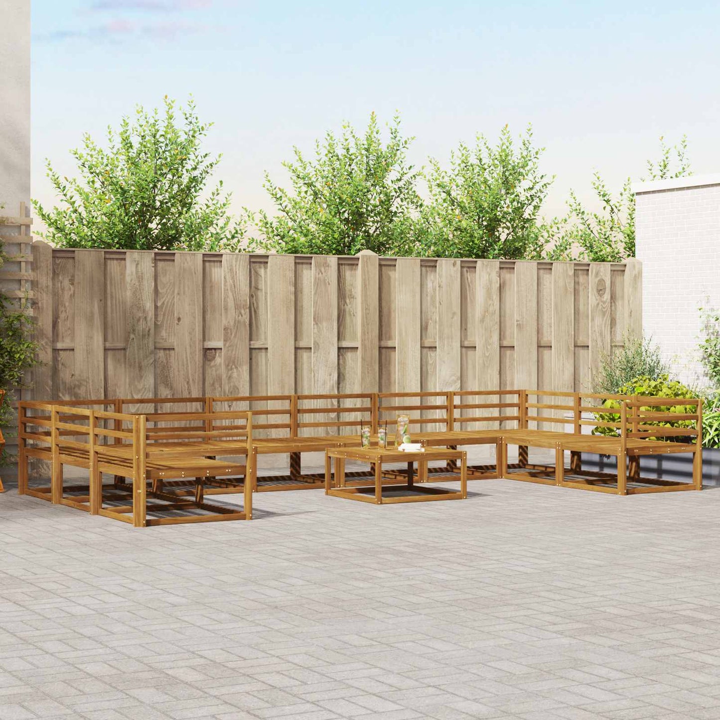 vidaXL Outdoor Sofa Set 11 pcs Natural Solid Acacia Wood