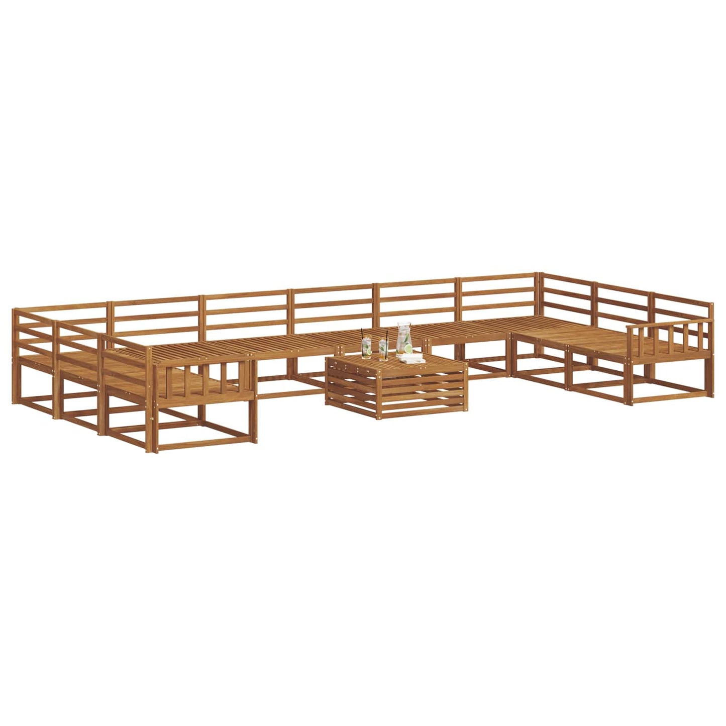 vidaXL Outdoor Sofa Set 11 pcs Natural Solid Acacia Wood