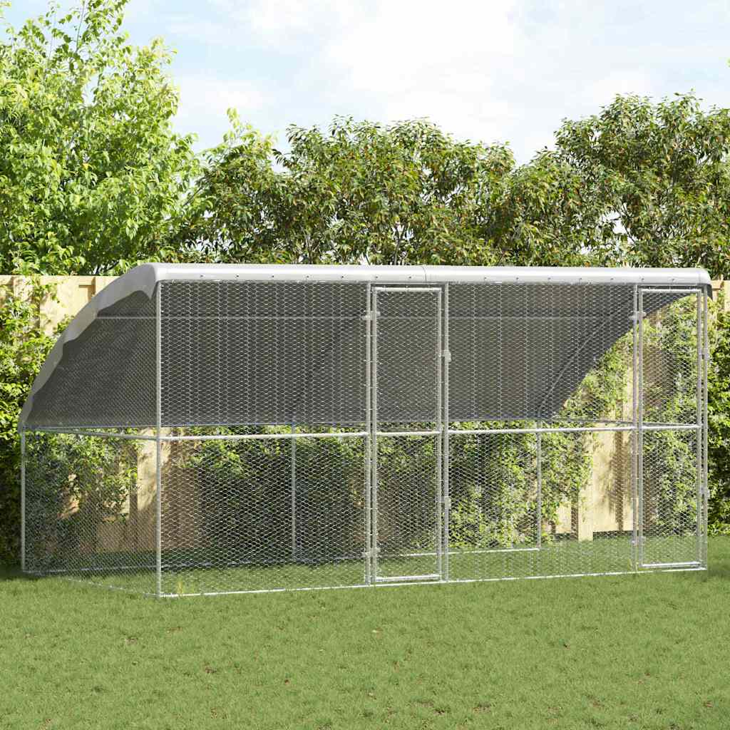vidaXL Chicken Cage Silver 400 x 200 x 198.5 cm Galvanised steel