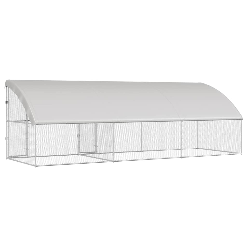 vidaXL Chicken Cage Silver 600 x 200 x 198.5 cm Galvanised steel
