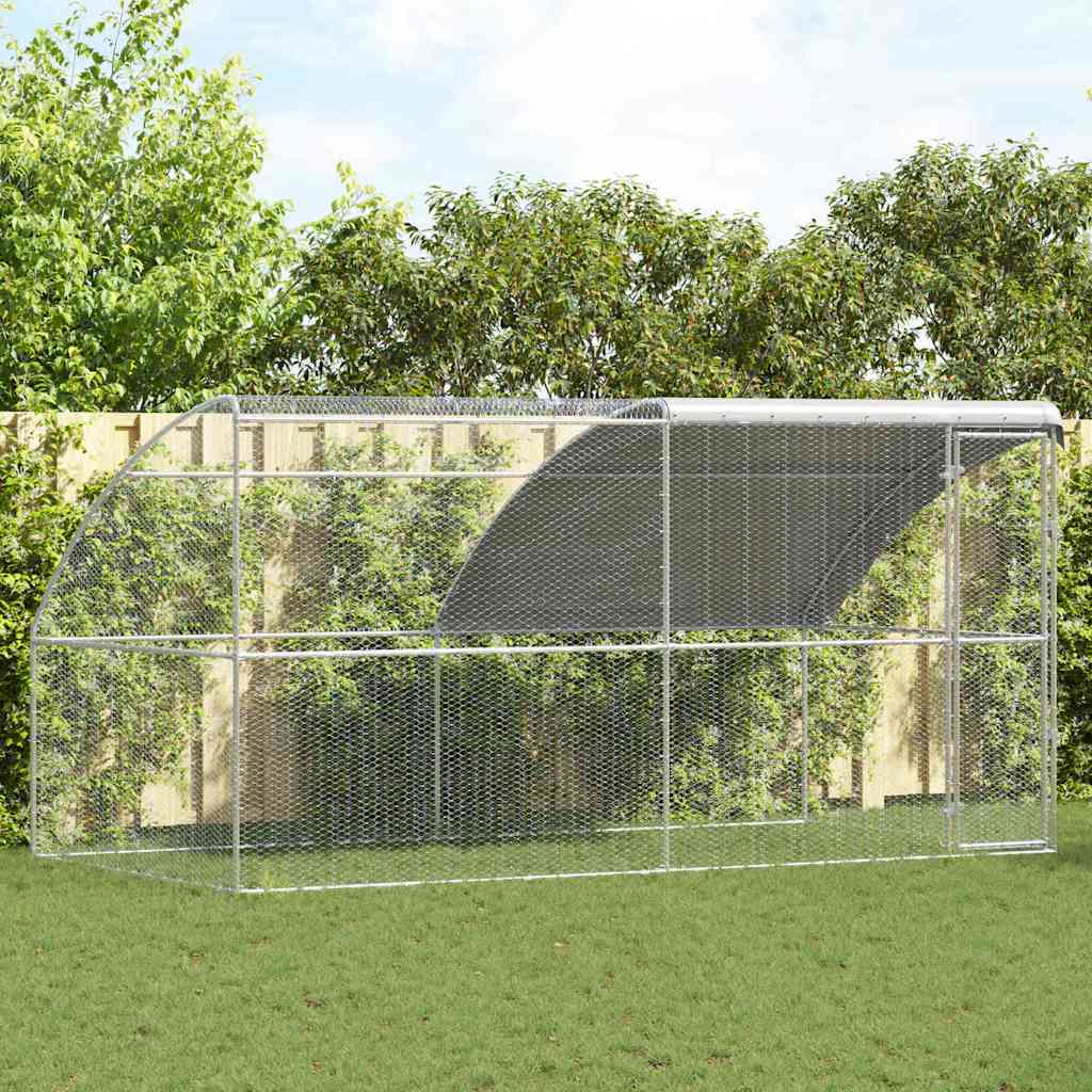 vidaXL Chicken Cage Silver 400 x 200 x 198.5 cm Galvanised steel