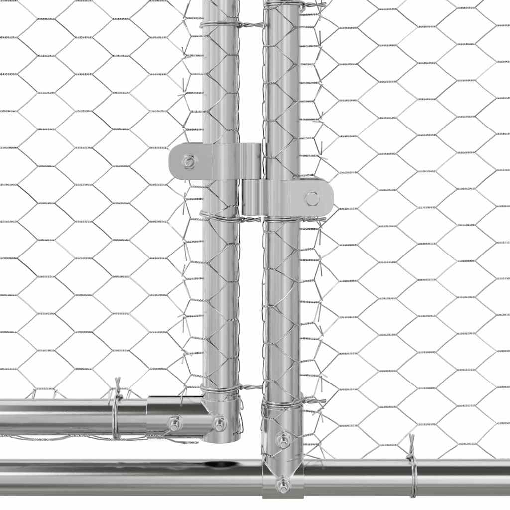 vidaXL Chicken Cage 3 pcs Silver 600 x 200 x 200 cm Steel and PE