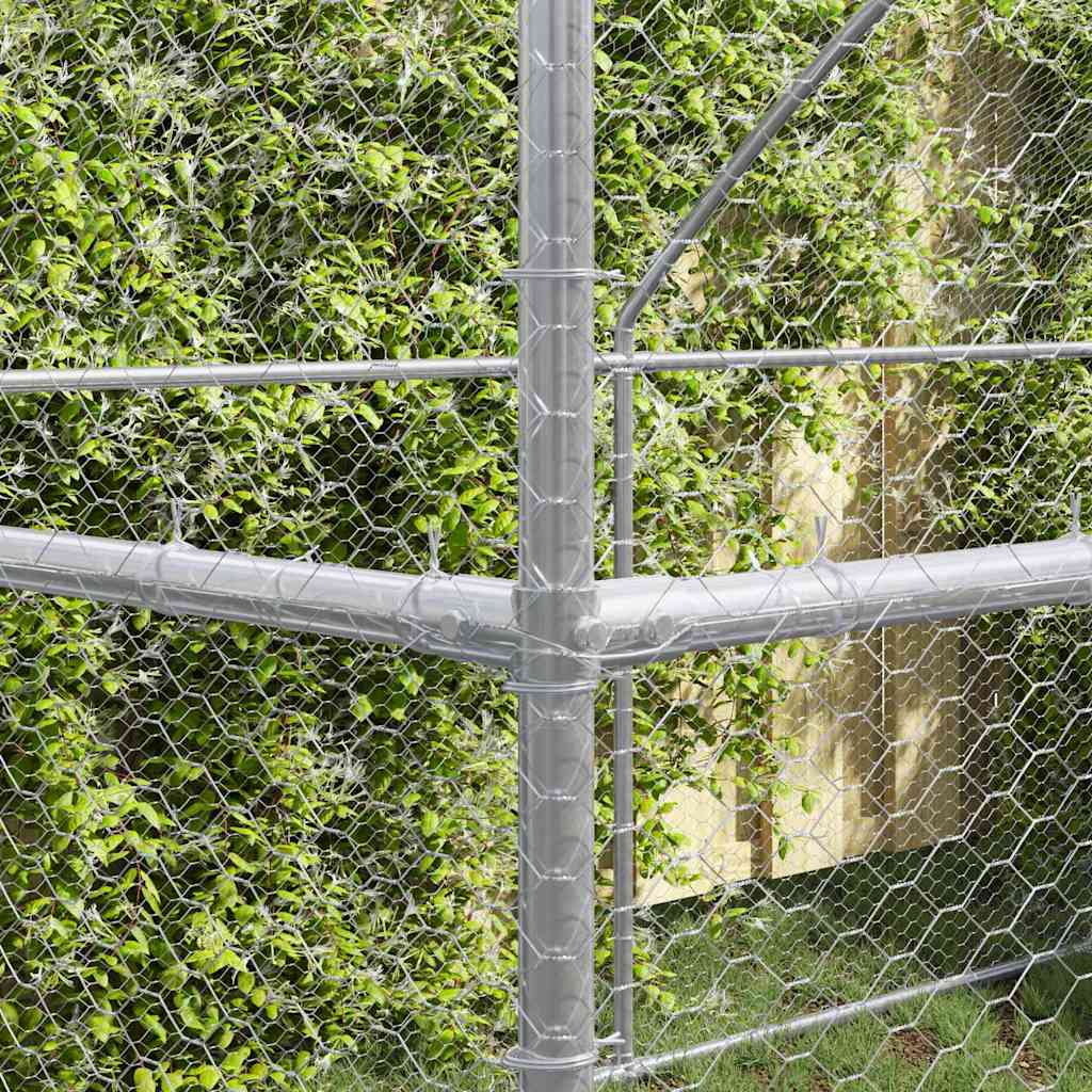 vidaXL Chicken Cage 3 pcs Silver 600 x 200 x 200 cm Steel and PE