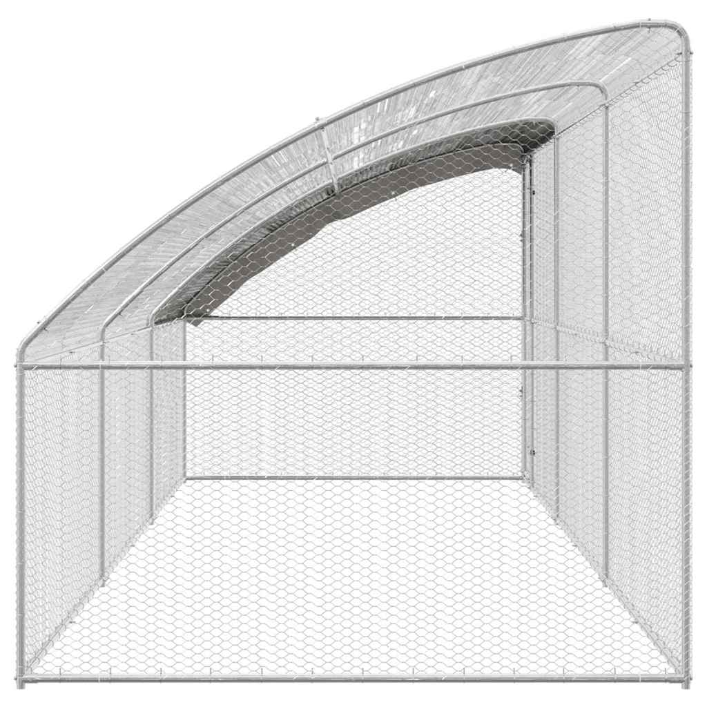 vidaXL Chicken Cage 3 pcs Silver 600 x 200 x 200 cm Steel and PE