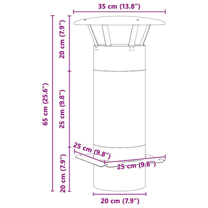 vidaXL Chimney Extension Silver 35 x 35 x 65 cm Stainless Steel