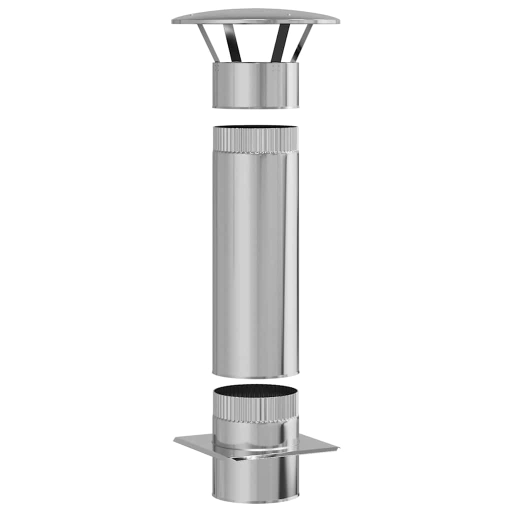 vidaXL Chimney Extension Silver 35 x 35 x 82 cm Stainless Steel