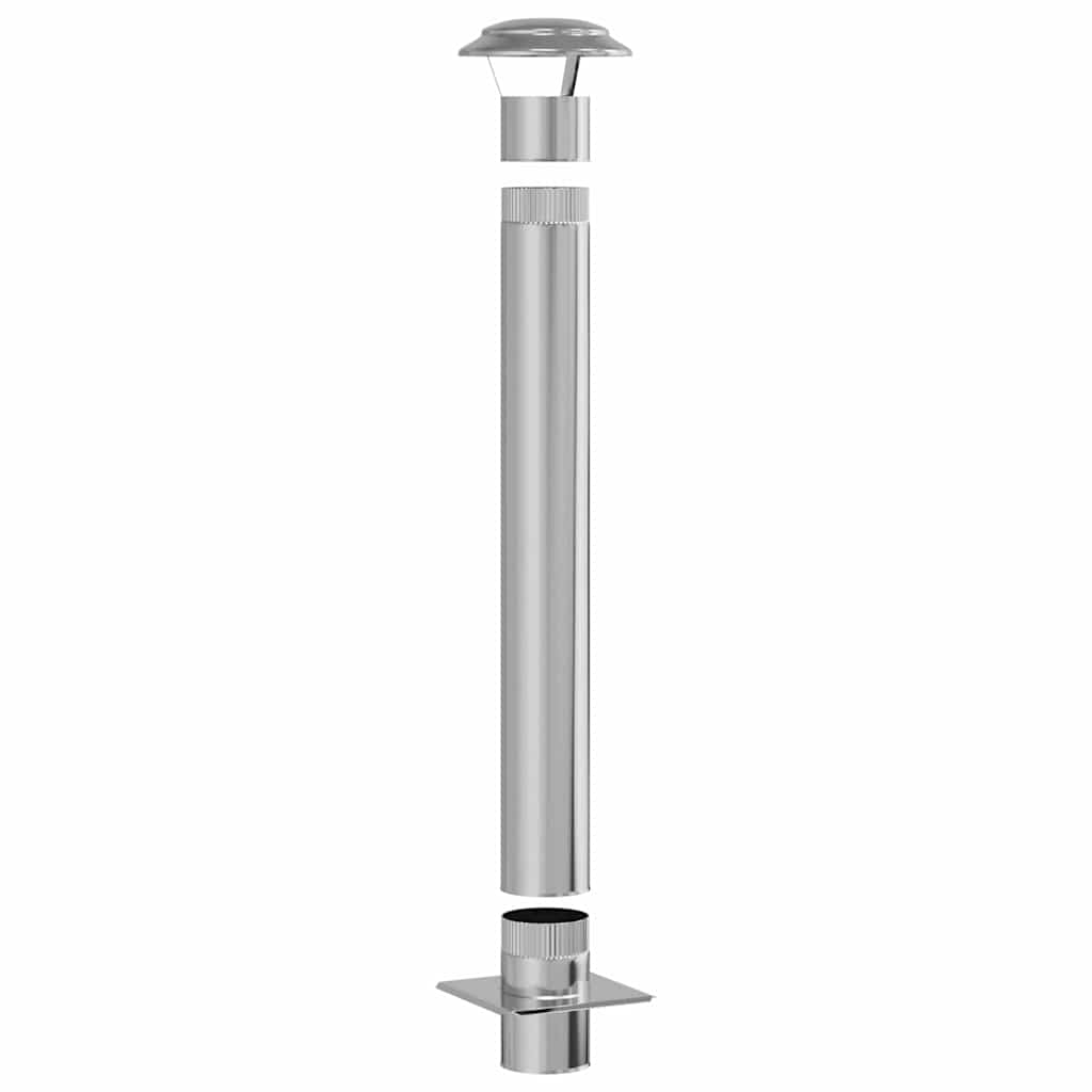 vidaXL Chimney Extension Silver 25 x 25 x 132 cm Stainless steel