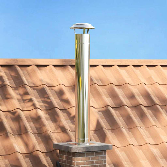 vidaXL Chimney Extension Silver 25 x 25 x 132 cm Stainless steel