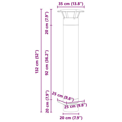 vidaXL Chimney Extension Silver 35 x 35 x 132 cm Stainless steel