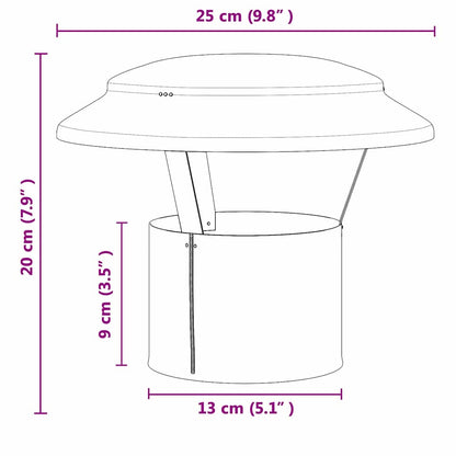 vidaXL Rain Cover Chimney Silver 25 x 25 x 20 cm Stainless Steel