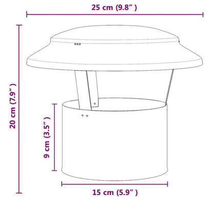 vidaXL Rain Cover Chimney Silver 25 x 25 x 20 cm Stainless Steel