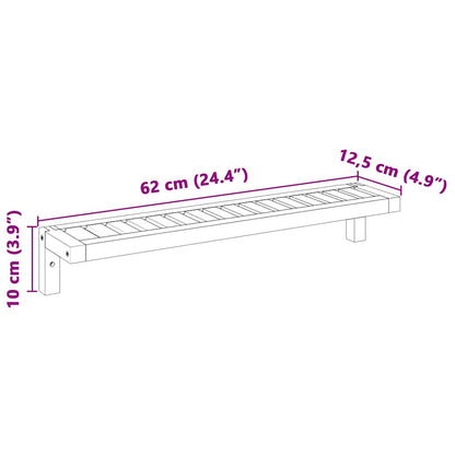 vidaXL Wall Hanging Rack Natural 62 x 10 x 12.5 cm Solid Walnut Wood
