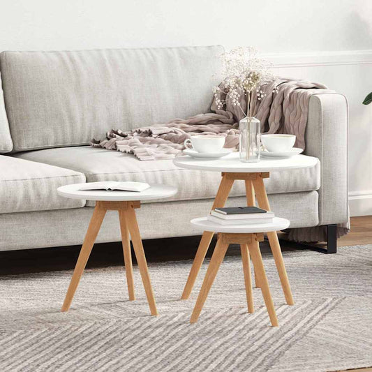 vidaXL Coffee Table 3 pcs Brown Solid Walnut Wood