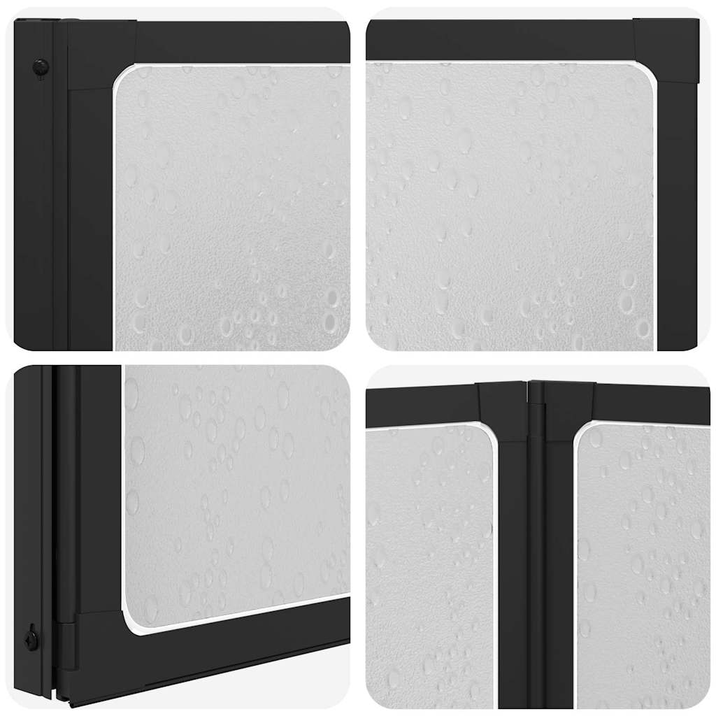 vidaXL Shower Screen Folding Manual Black 120 x 2 x 117 cm Aluminium