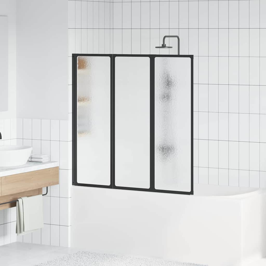 vidaXL Shower Screen Folding Manual Black 120 x 2 x 117 cm Aluminium