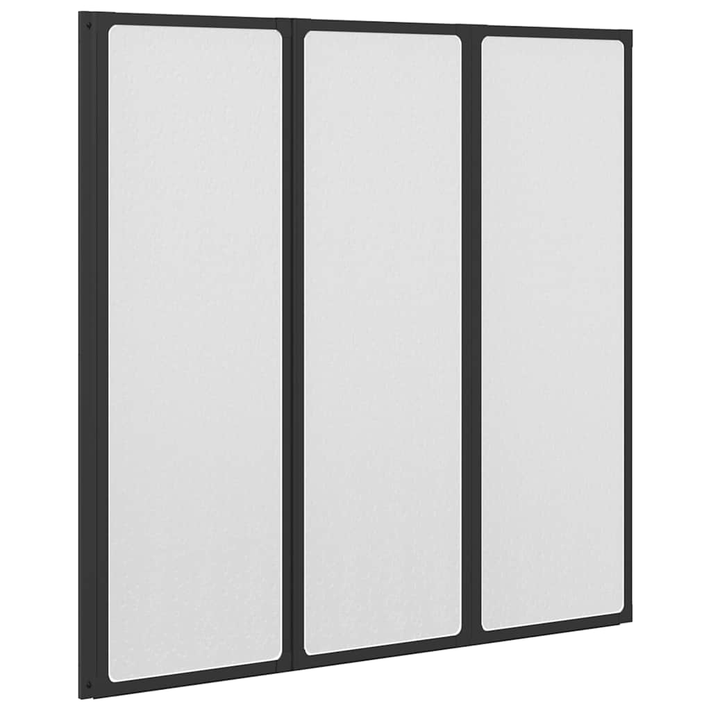 vidaXL Shower Screen Folding Manual Black 120 x 2 x 117 cm Aluminium