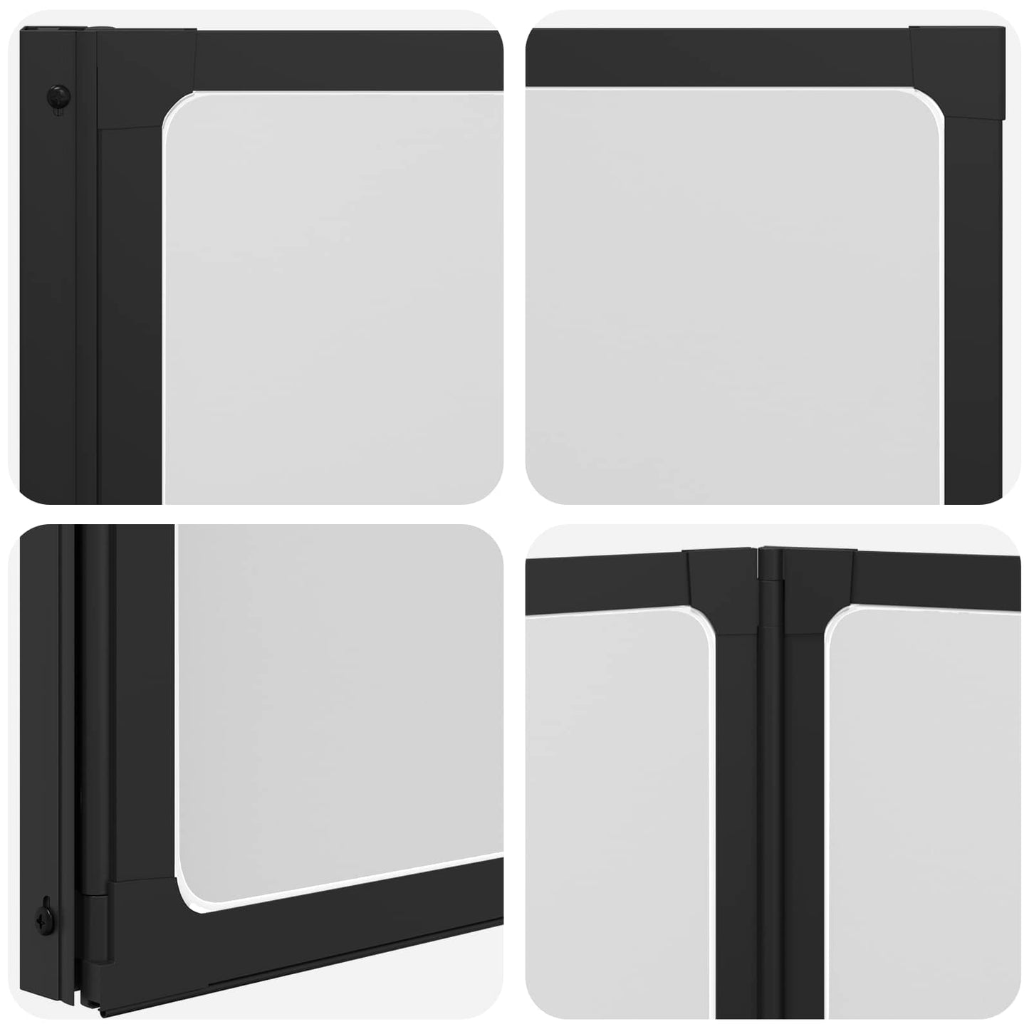 vidaXL Shower Screen Folding Black 132 x 2 x 140 cm Aluminium and PP
