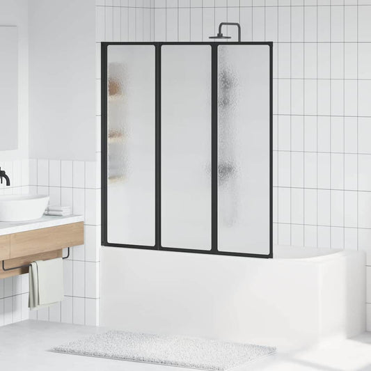 vidaXL Shower Screen Folding Manual Black 132 x 2 x 140 cm Aluminium