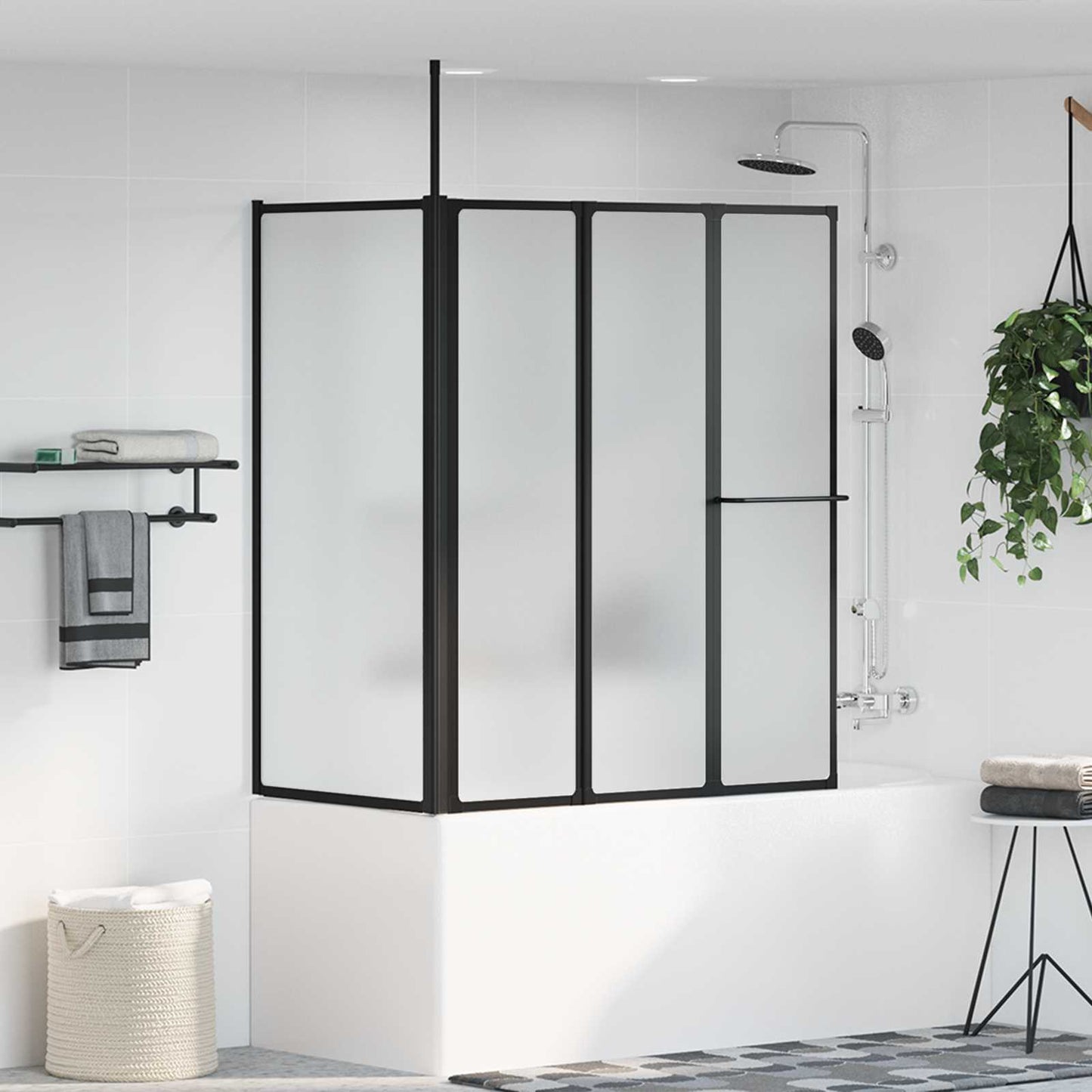 vidaXL Shower Screen Folding White Aluminium