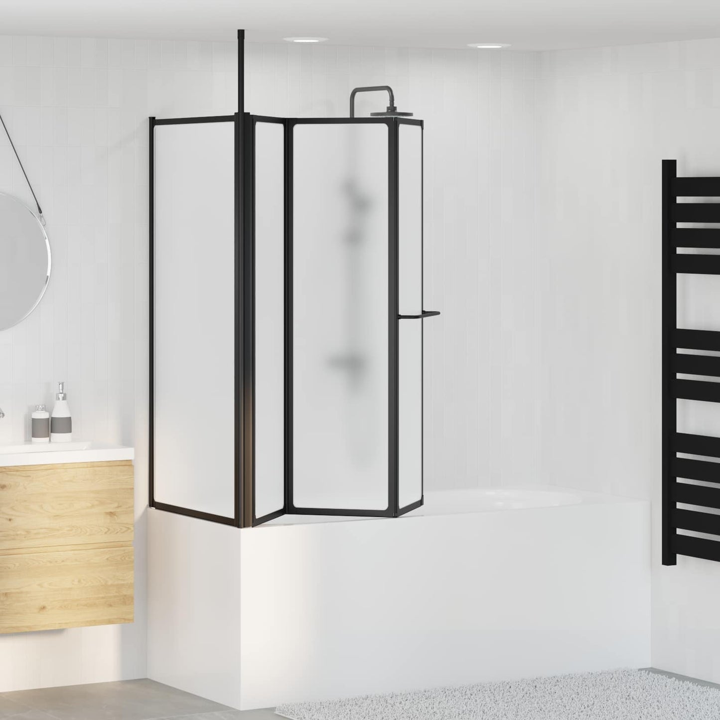 vidaXL Shower Screen Folding White Aluminium