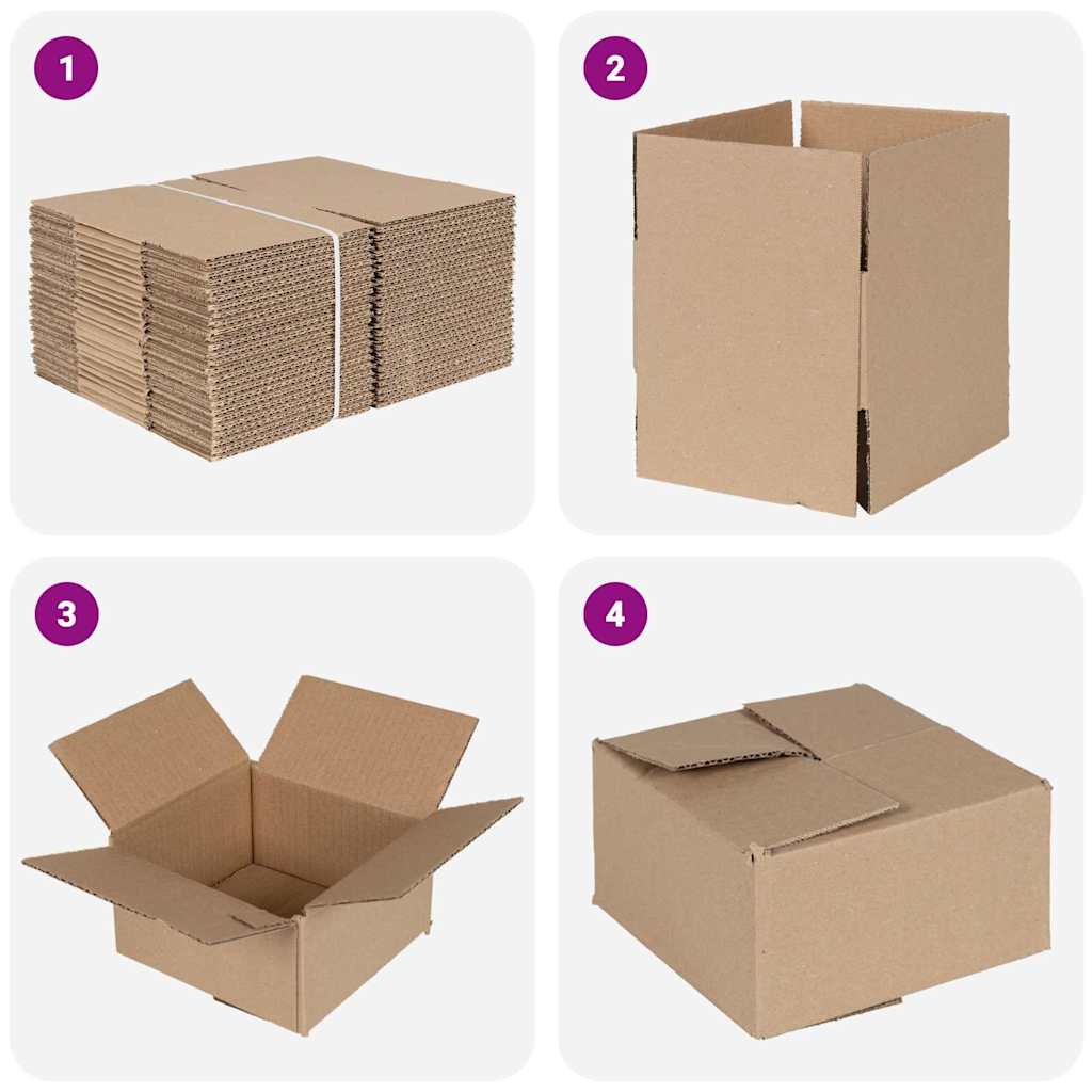 vidaXL Folding Box 50 pcs Natural 15 x 15 x 8 cm Cardboard