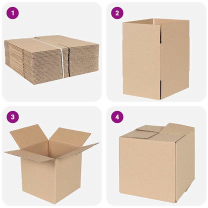 vidaXL Folding Box 50 pcs Natural 20 x 20 x 20 cm Cardboard
