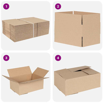 vidaXL Folding Box 50 pcs Natural 25 x 17.5 x 10 cm Cardboard