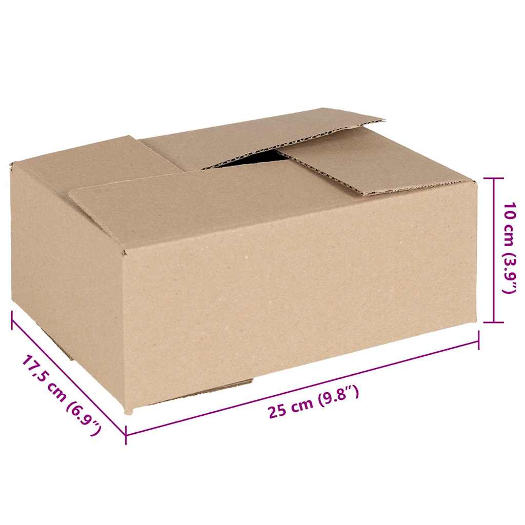vidaXL Folding Box 50 pcs Natural 25 x 17.5 x 10 cm Cardboard