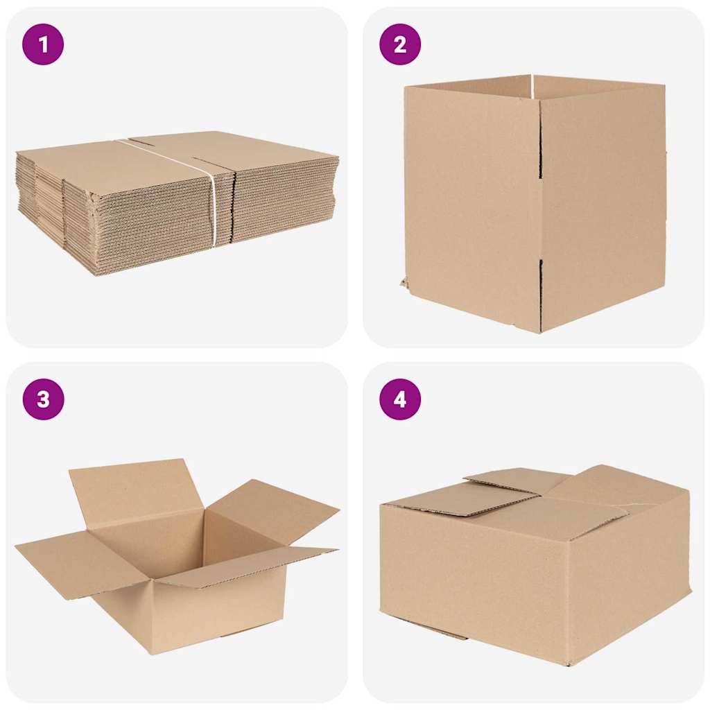 vidaXL Folding Box 50 pcs Natural 30 x 30 x 15 cm Cardboard