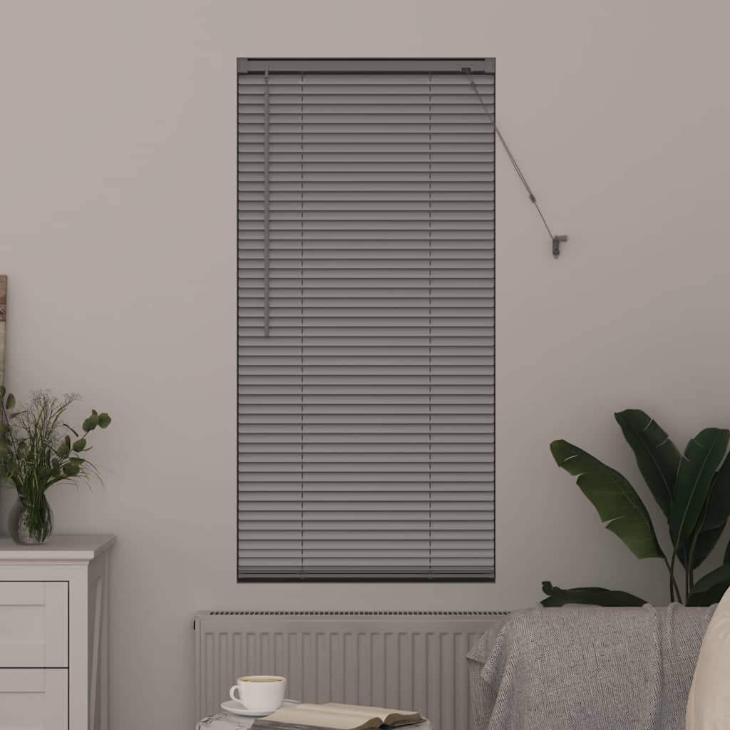 vidaXL Window Blind with Curtains Manual Silver Aluminium