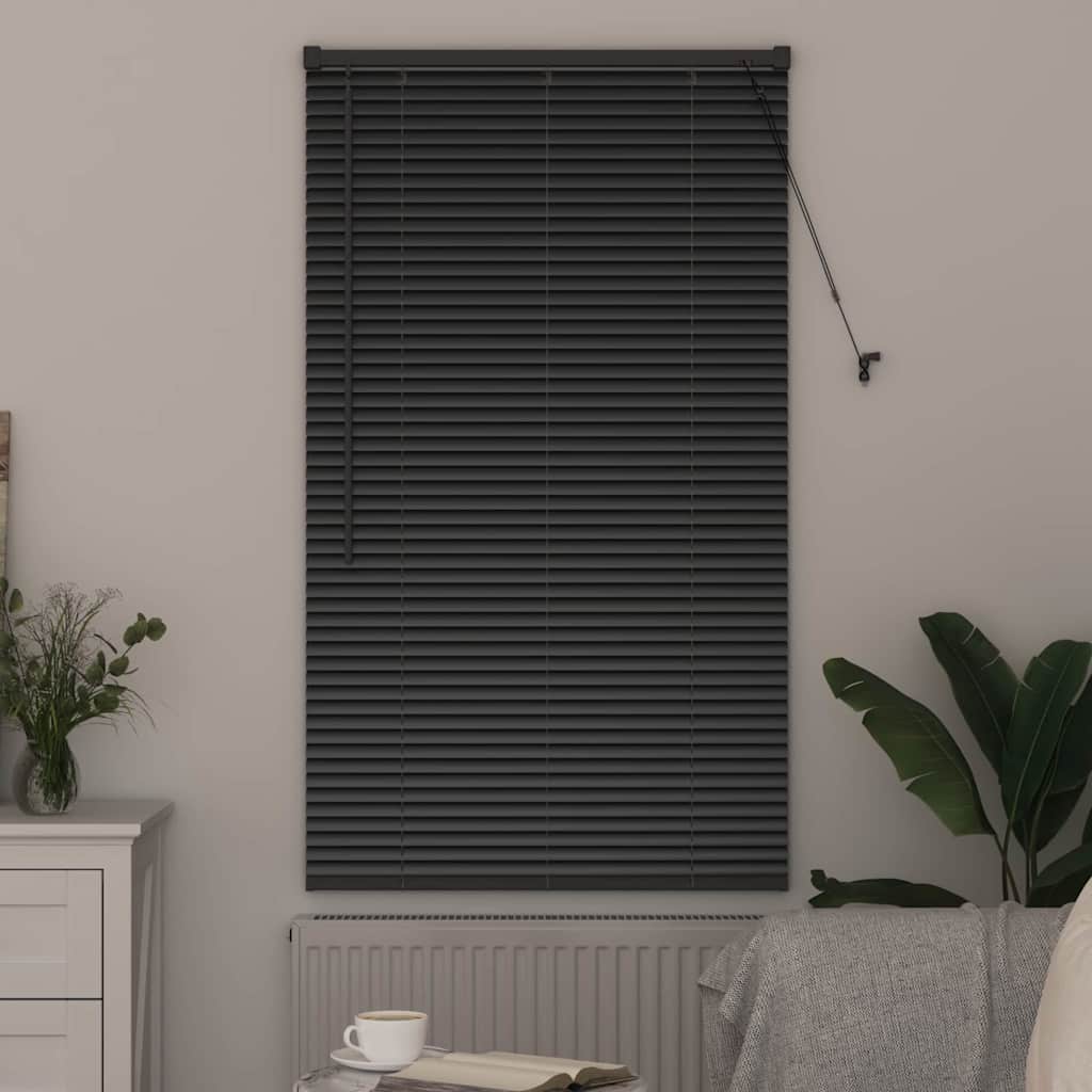 vidaXL Venetian Blinds Height Adjustable Black 130 x 75 cm Aluminium