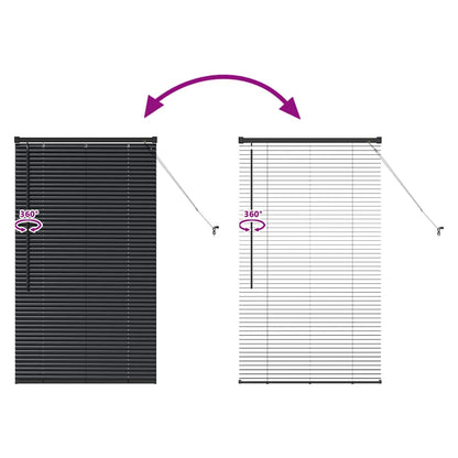vidaXL Venetian Blinds Height Adjustable Black 130 x 75 cm Aluminium