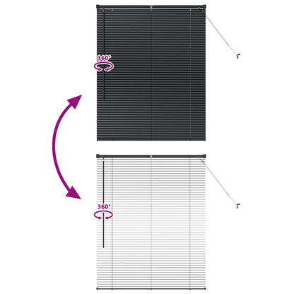vidaXL Venetian Blinds Height Adjustable Black 130 x 100 cm Aluminium