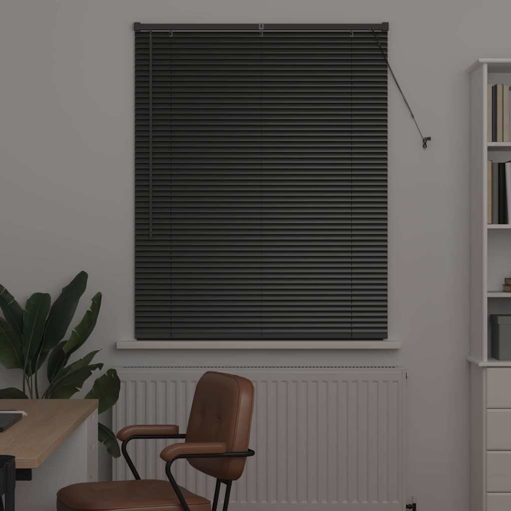 vidaXL Venetian Blinds Height Adjustable Black 130 x 105 cm Aluminium