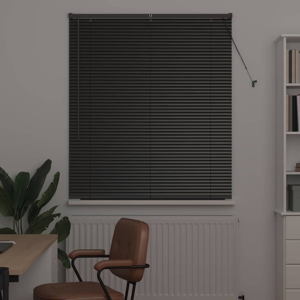 vidaXL Venetian Blinds Height Adjustable Black 130 x 110 cm Aluminium