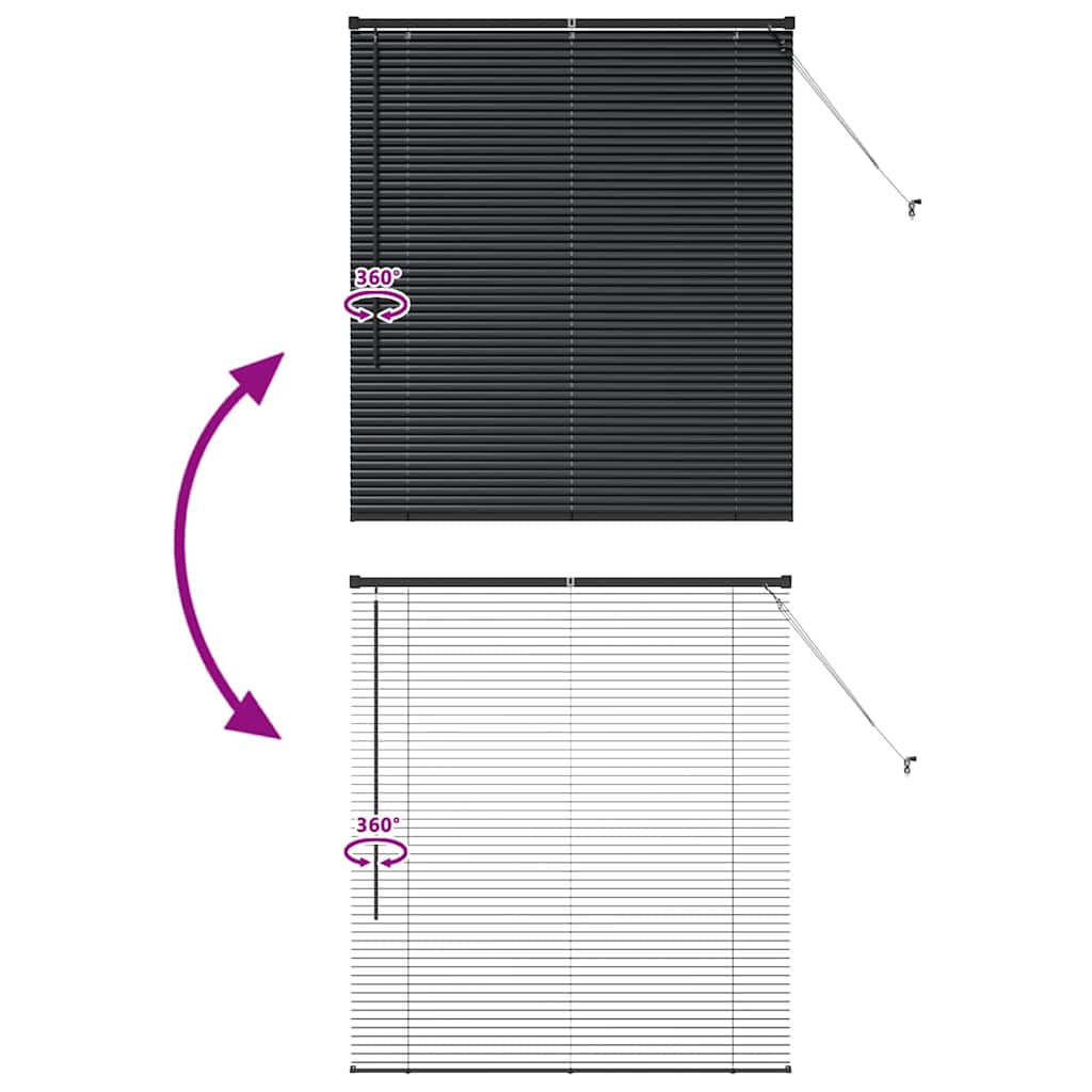 vidaXL Venetian Blinds Height Adjustable Black 130 x 115 cm Aluminium
