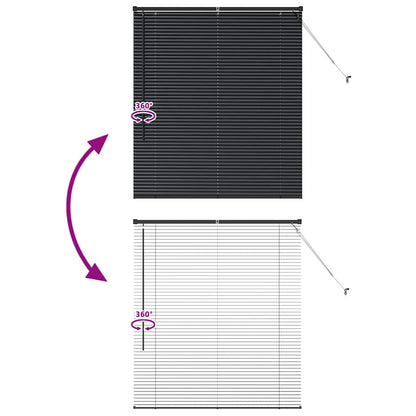vidaXL Venetian Blinds Height Adjustable Black 130 x 115 cm Aluminium