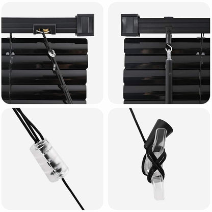vidaXL Venetian Blinds Height Adjustable Black 130 x 125 cm Aluminium