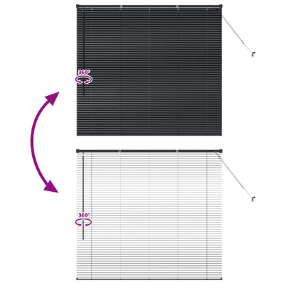 vidaXL Venetian Blinds Height Adjustable Black 130 x 150 cm Aluminium