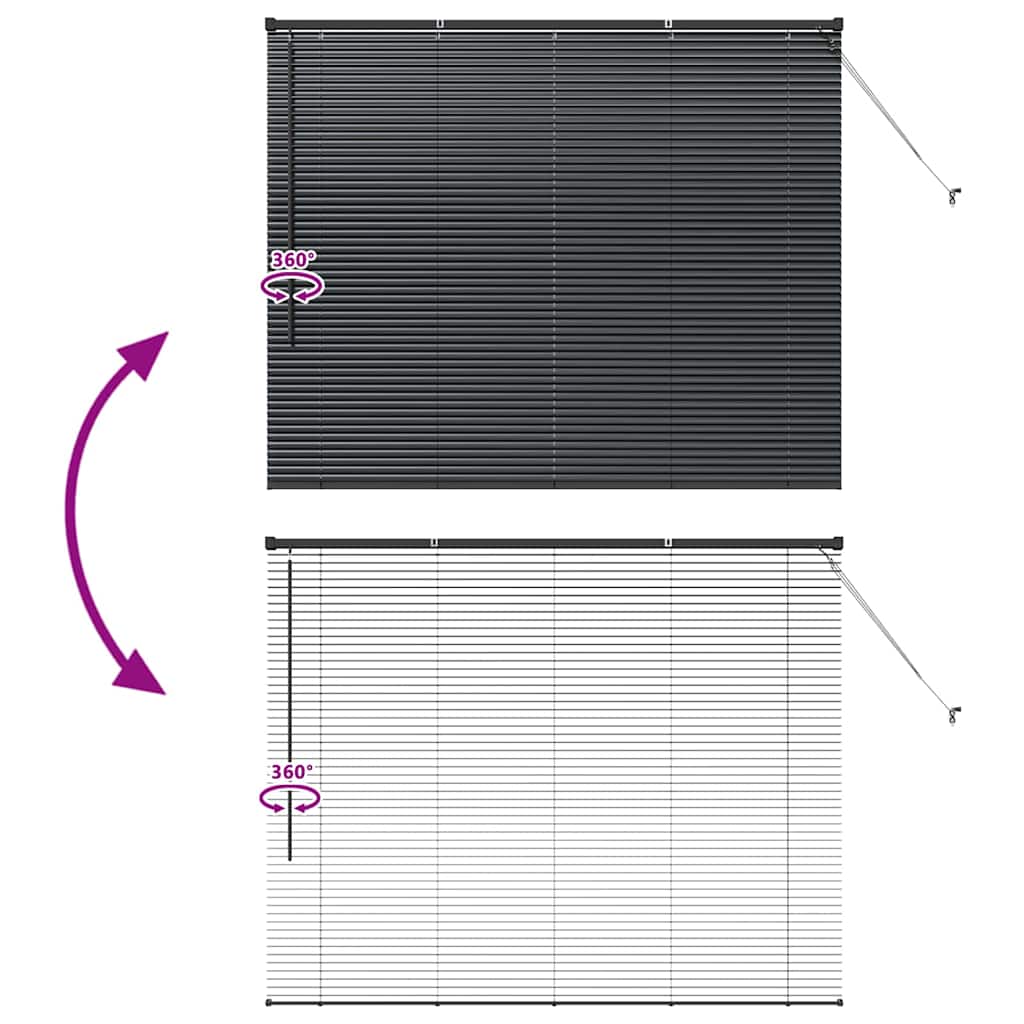 vidaXL Venetian Blinds Height Adjustable Black 130 x 155 cm Aluminium
