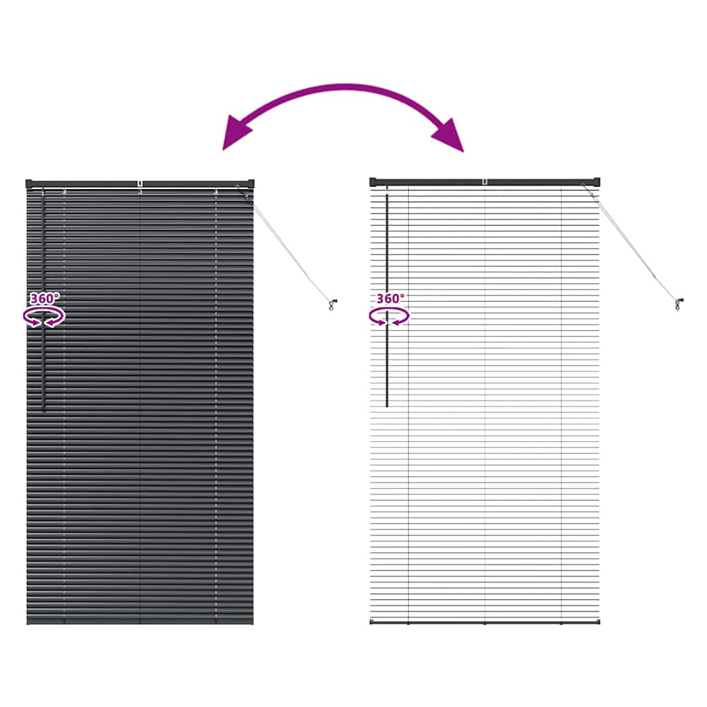vidaXL Venetian Blinds Height Adjustable Black 175 x 85 cm Aluminium