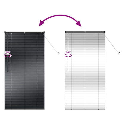 vidaXL Venetian Blinds Height Adjustable Black 175 x 85 cm Aluminium