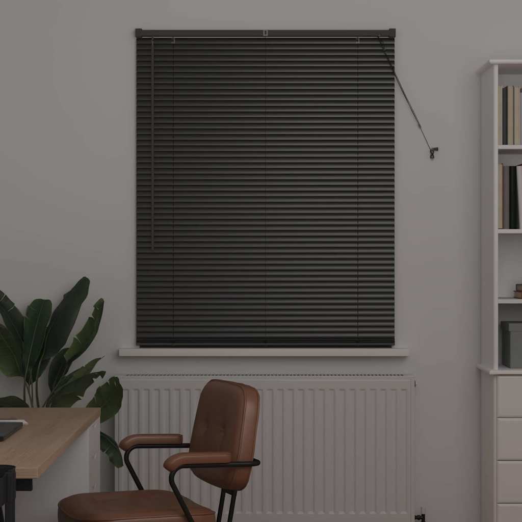 vidaXL Venetian Blinds Height Adjustable Black 175 x 105 cm Aluminium