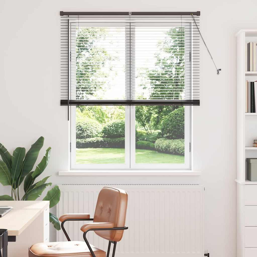 vidaXL Venetian Blinds Height Adjustable Black 175 x 110 cm Aluminium